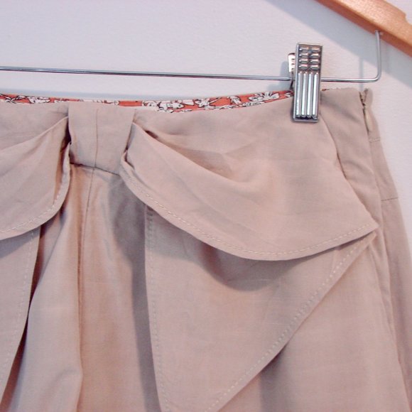 Anthropologie Elevenses Beige Tan Bow Front Flowy Shorts Size Zero 0 NWOT - Picture 4 of 11